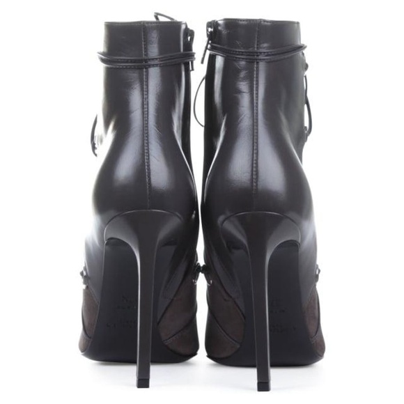 NIB SAINT LAURENT CLASSIC PARISING LACE-UP BOOTIE GRAY SIZE 39 - Picture 3 of 11